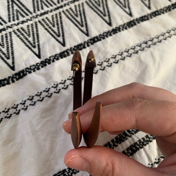 {3/$15} Brown wooden hoop earrings - Picture 3 of 4